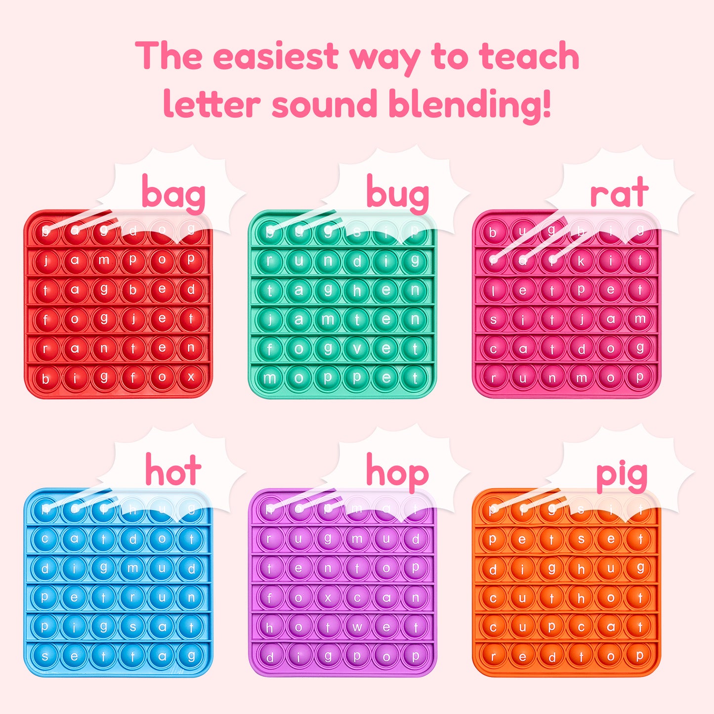 6 Extra CVC Fidget Mats (Word Pop).