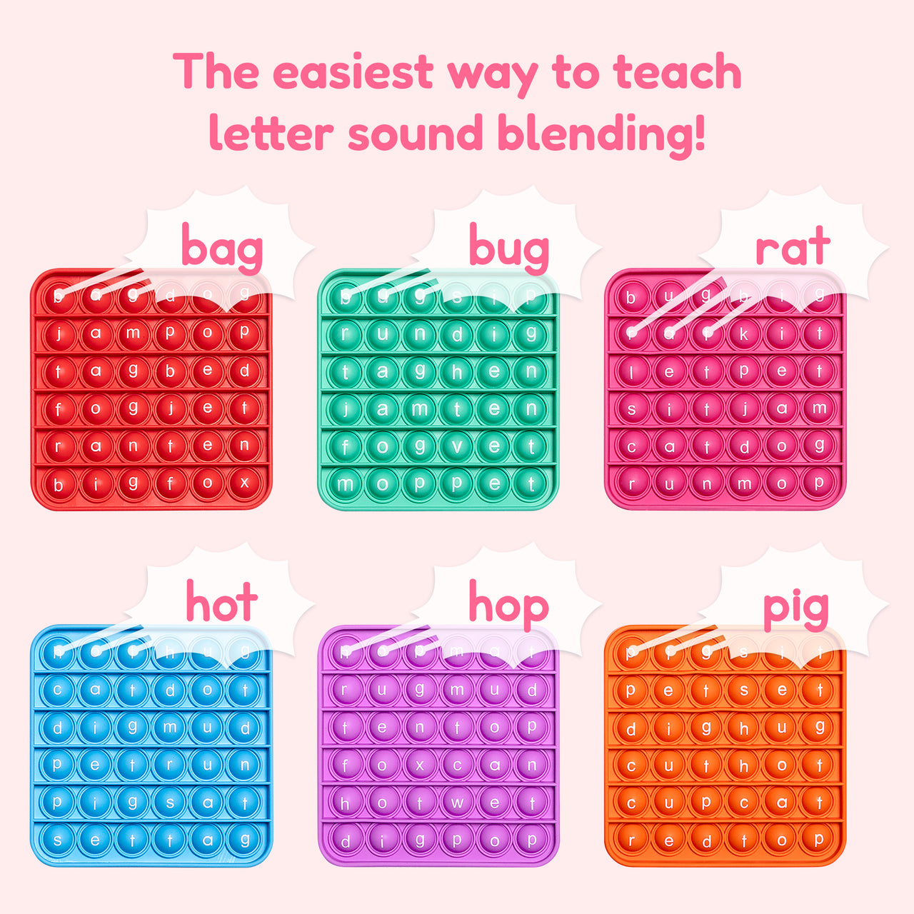 6 Extra CVC Fidget Mats (Word Pop).