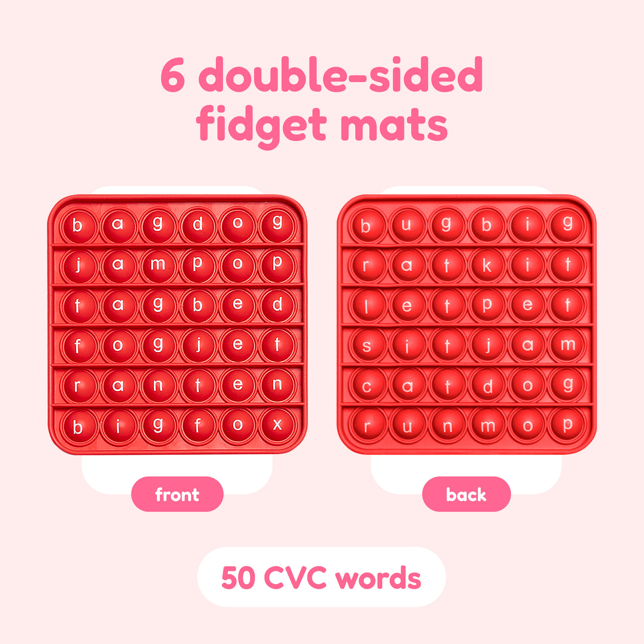 6 Extra CVC Fidget Mats (Word Pop).