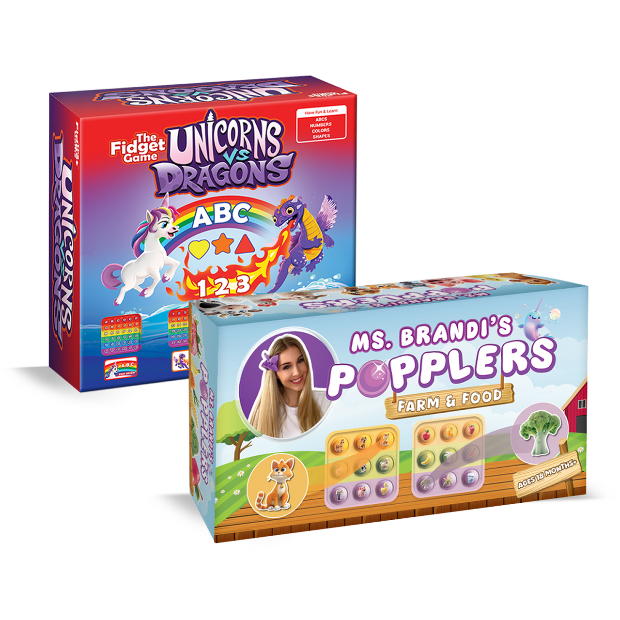 Popplers + Unicorns Vs. Dragons.